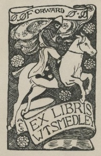 Smedley's illustrated bookplate (from Folger item PA4021 .A2 1517 Cage)
