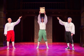 Reed Martin, Teddy Spencer, and Austin Tichenor in William Shakespeare's Long Lost First Play (abridged) Folger Theatre, 2016. Teresa Wood.