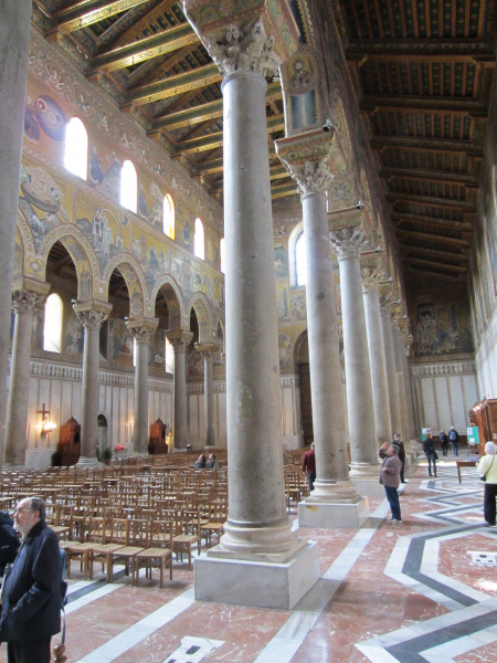 File:Monreale Cathedral, the nave with its typological mosaics.JPG