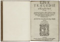 The 1612 Fifth Quarto title page of Richard III. STC 22318 copy 1.