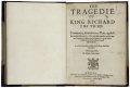 The 1629 Seventh Quarto title page of Richard III. STC 22320 copy 1.