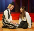 Kate Eastwood Norris (Launce) and Holly Twyford (Crab, the dog), The Two Gentlemen of Verona, directed by Aaron Posner, Folger Theatre, 2004. Carol Pratt.