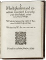The 1619 Second Quarto title page of '"The Merry Wives of Windsor. STC 22300.