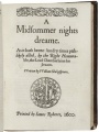 The 1600 Second Quarto title page of A Midsummer Night's Dream. STC 22303.