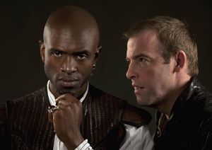 Owiso Odera (Othello) and Ian Merrill Peakes (Iago), Othello, directed by Robert Richmond, Folger Theatre, 2011. Photo by James Kegley.