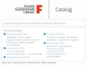 search box plus "Narrow by collection" list with five top-level entries
