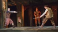 Tybalt (Rex Daugherty, right) duels Mercutio (Brad Koed), with Benvolio (Aaron Bliden) looking on. Photo by Teresa Wood.